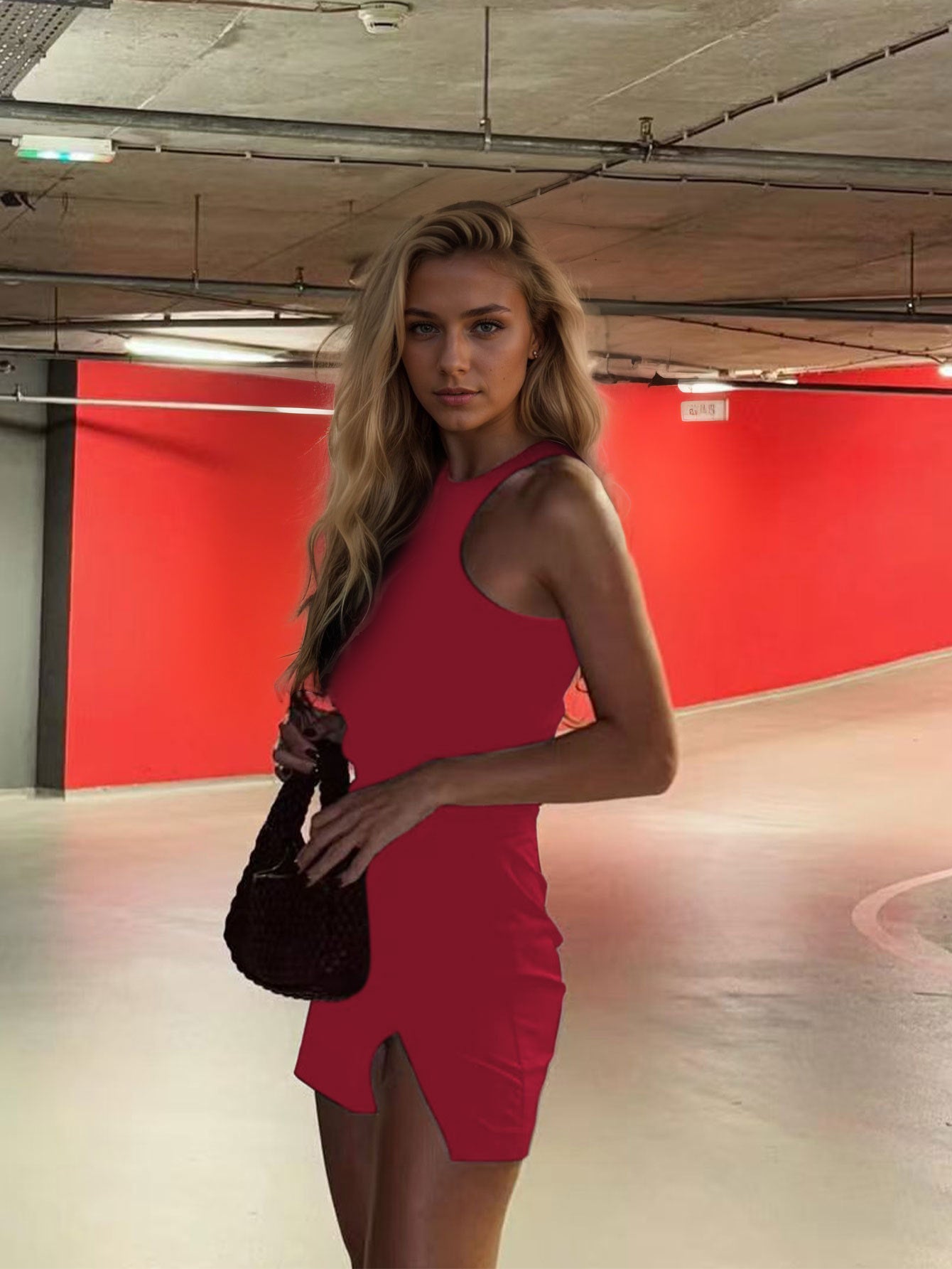 Women's Sleeveless Dress Summer Split Short Dress