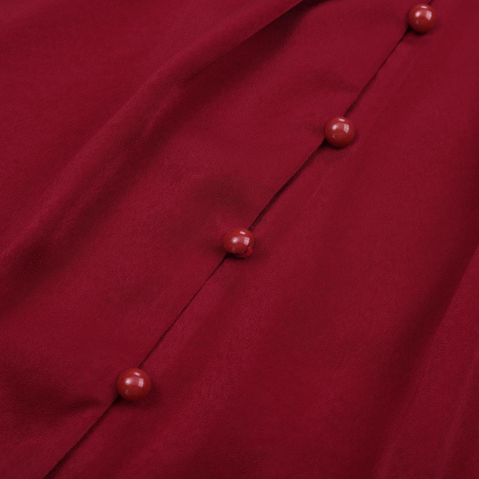 Solid color lapel long-sleeved button-up blouse shirt