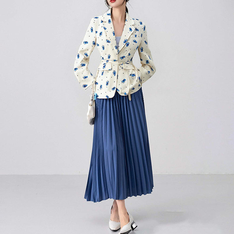 Women's Solid Color Lace-up Suit Collar Coat