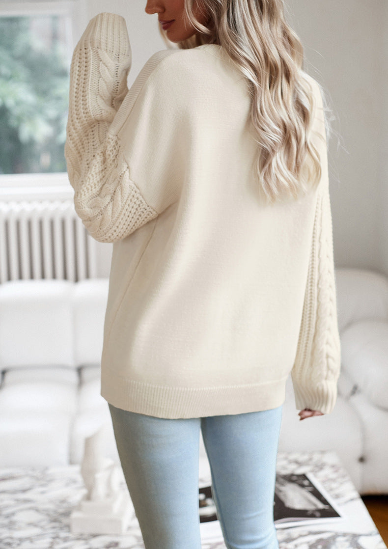 Parchment Chunky Knit Sleeve Drop Shoulder Sweater