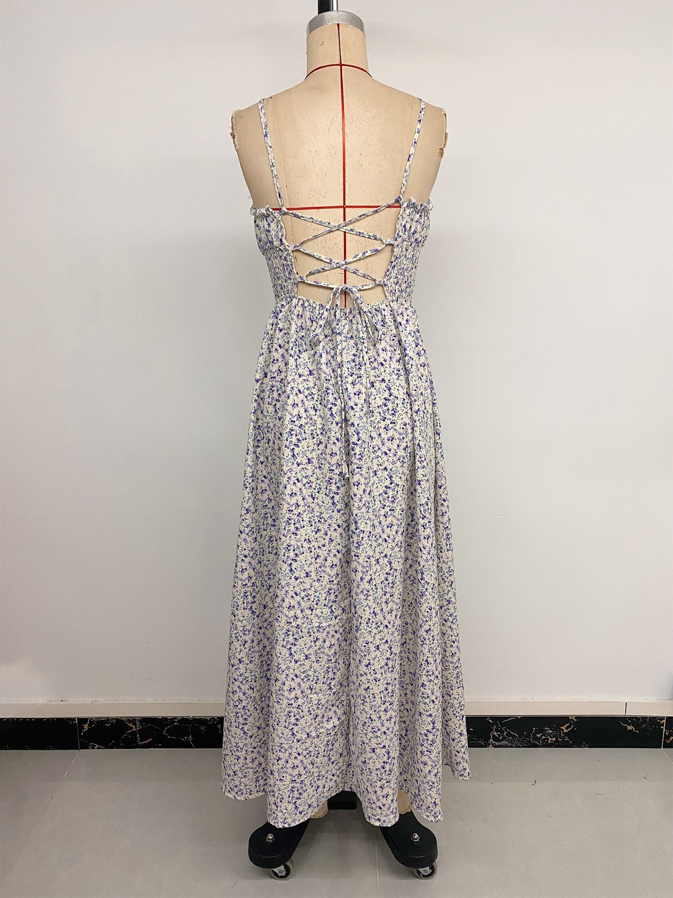 Holiday Backless Waist Floral Dress