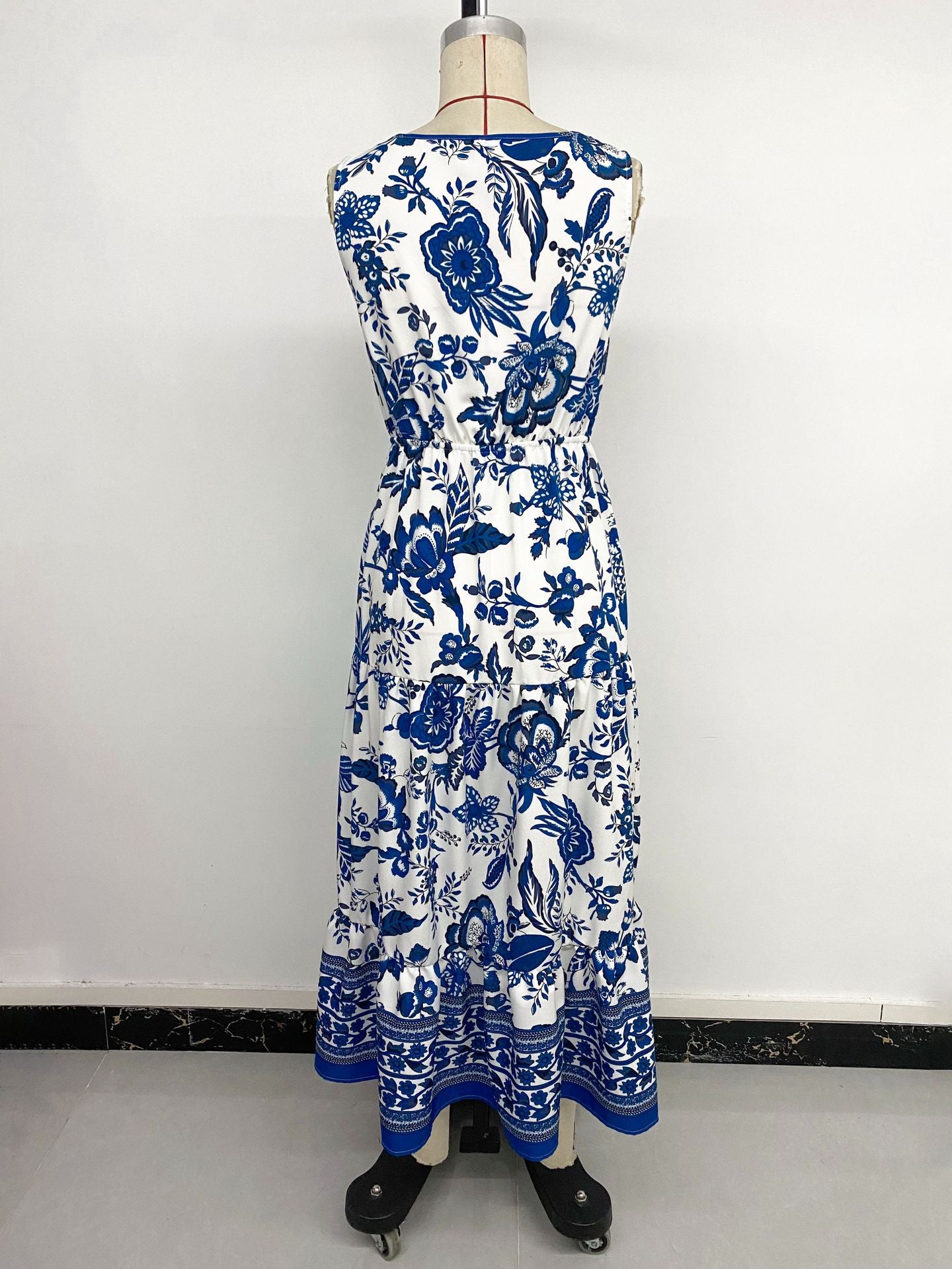 Long Dress V-neck Sleeveless Print Dress