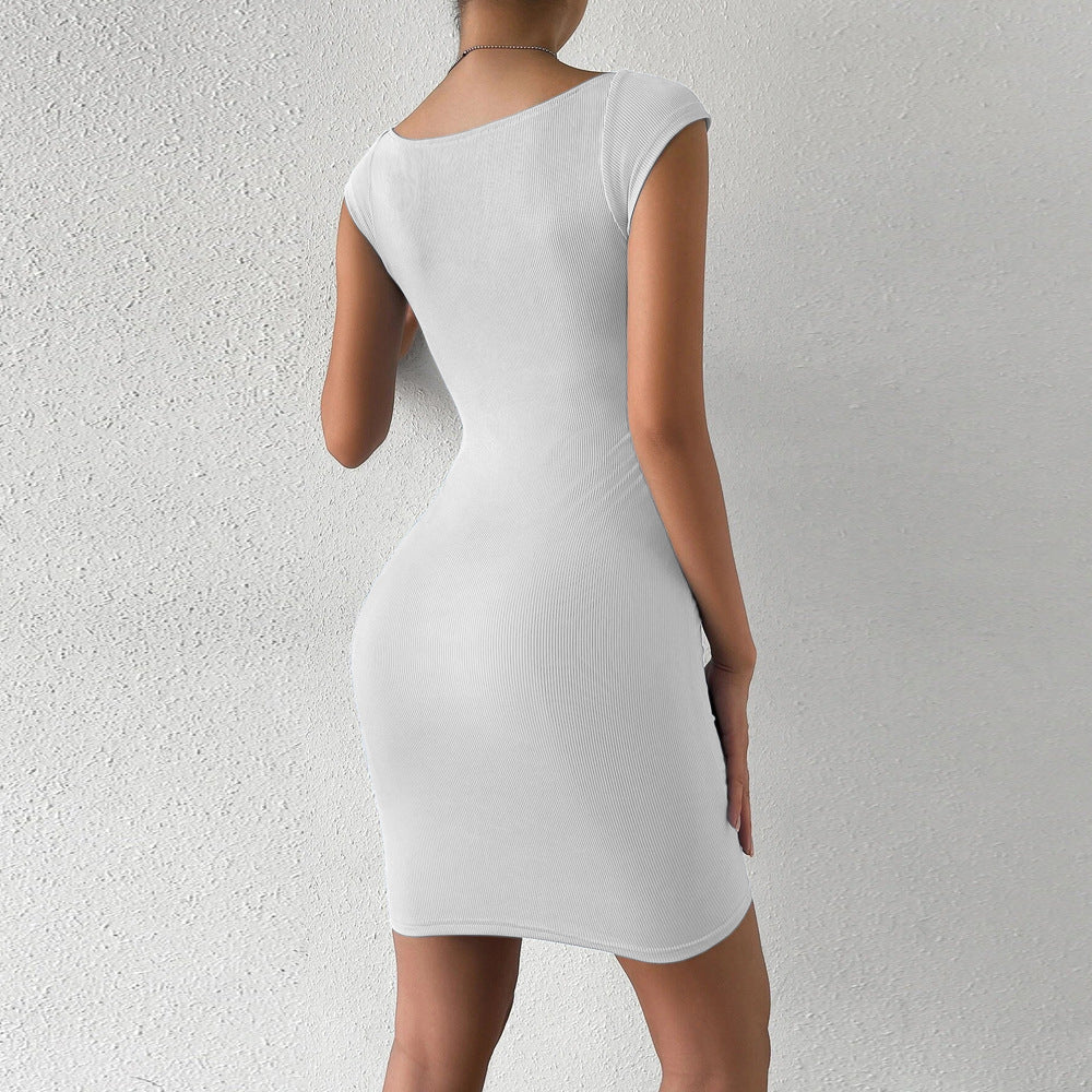 Womens Short Skirt Sleeveless Knitted Suspender Dress