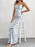 Womens Summer Backless Floral Holiday Dress