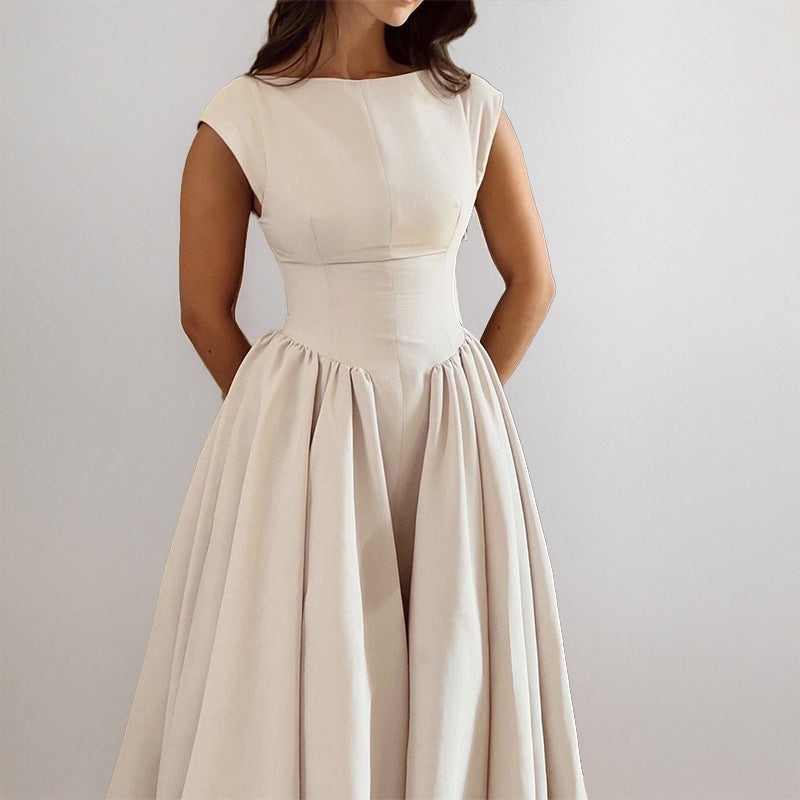 Women's Solid Color Backless Slim Dress