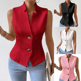 V-Neck Button Sleeveless Vest Vest Jacket Top Women