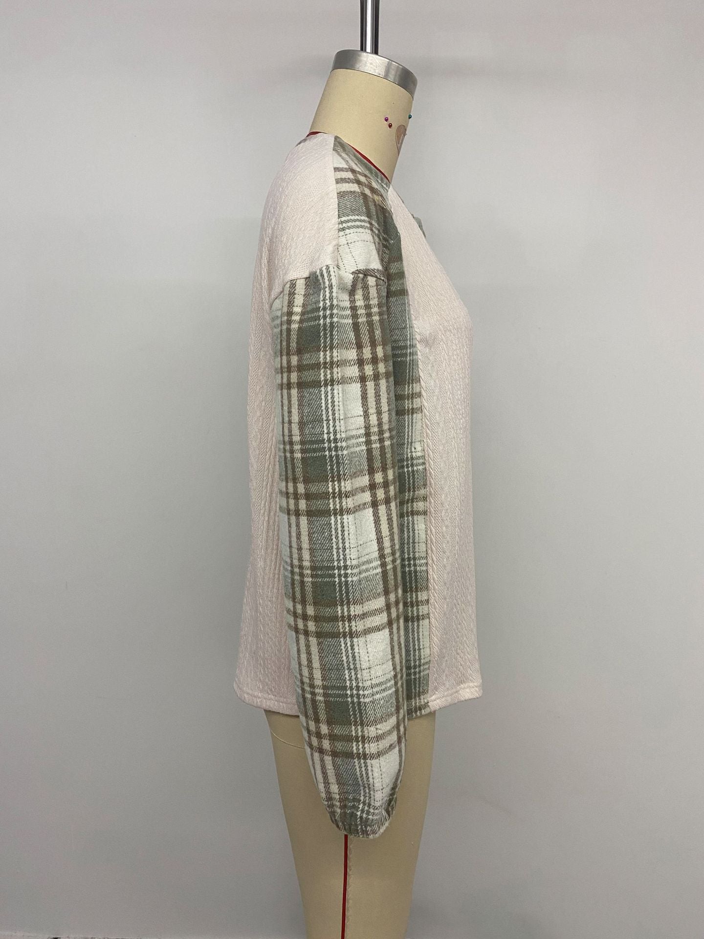 Casual Simple Retro Plaid Spliced Top