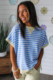 Womens Crew Neck Short Sleeve Pullover Striped T-Shirt