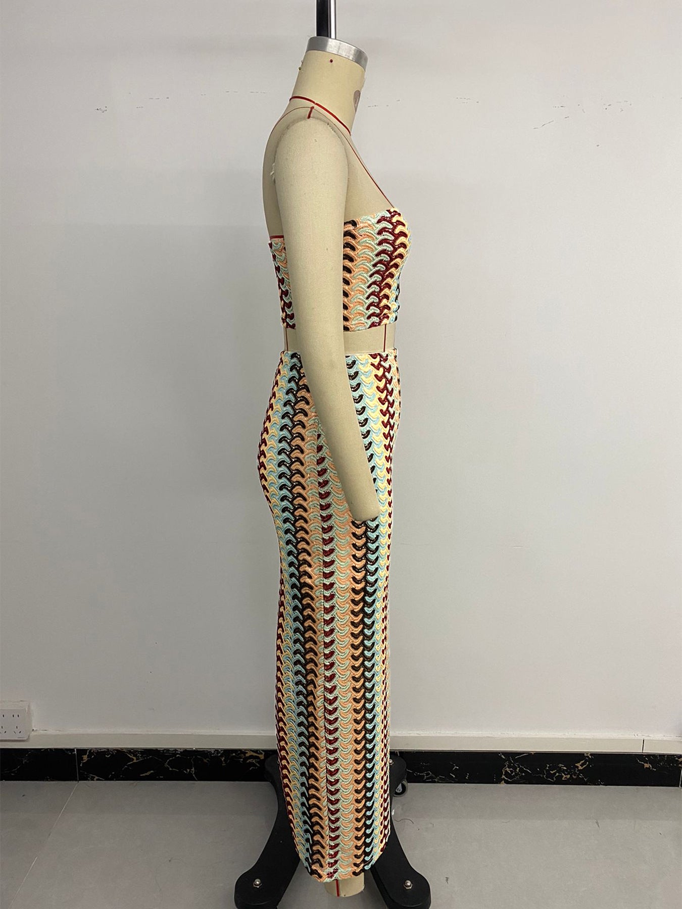 Sexy Tube Top with Split Ends Long Dress Suit for Women