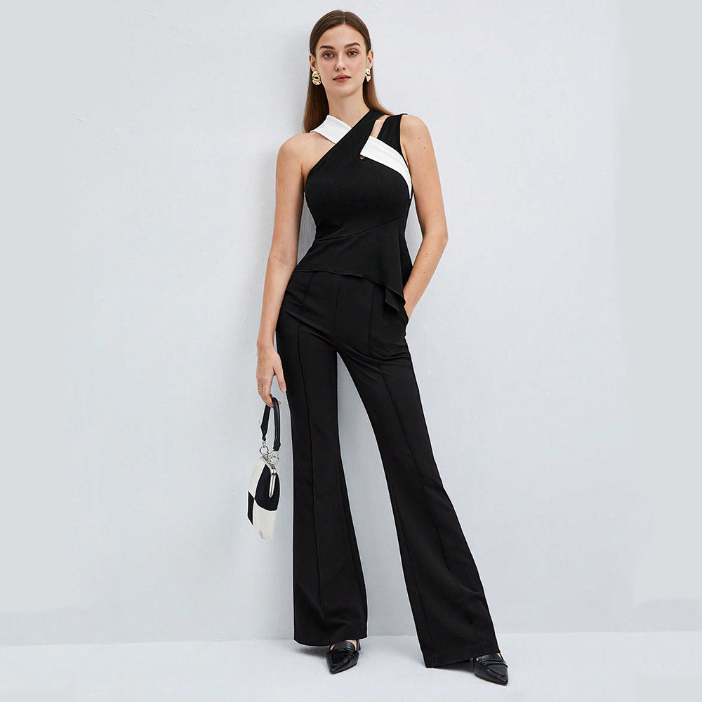 Womens Summer Contrast Cross Suspender Top