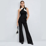 Womens Summer Contrast Cross Suspender Top