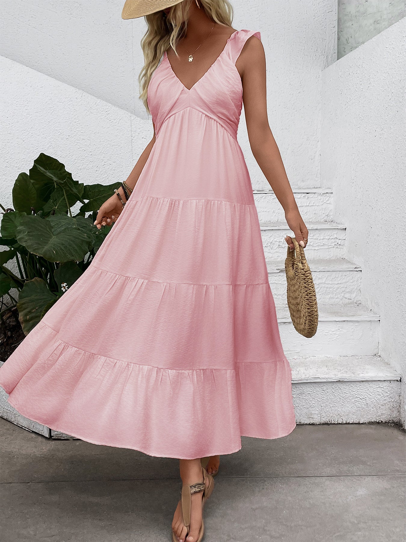 Long Sleeveless V-neck Dress for Women