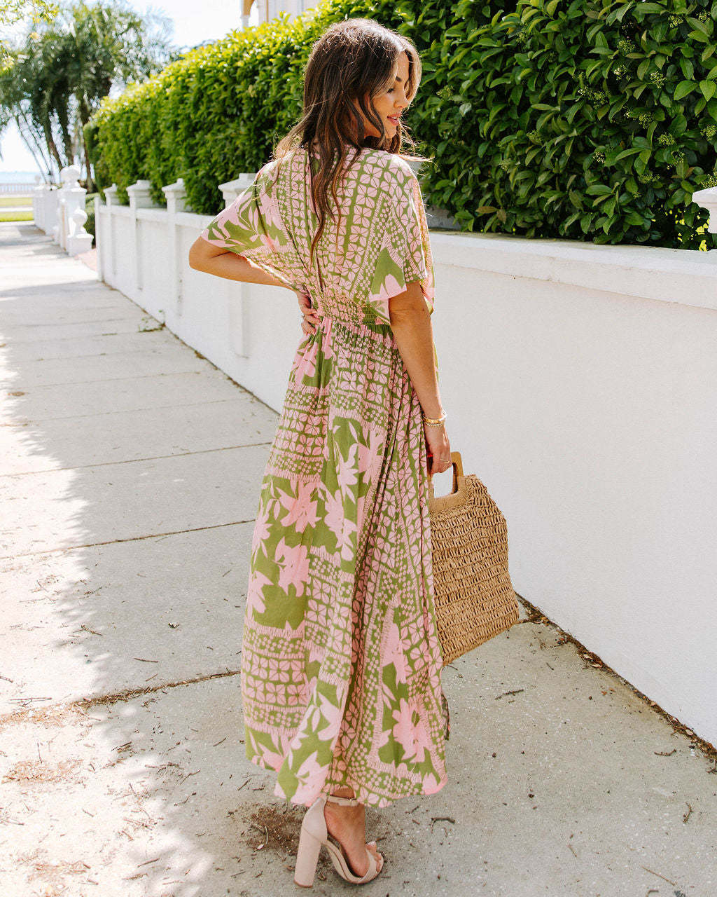 Women's Summer Sexy High-waisted Print Slit Dress