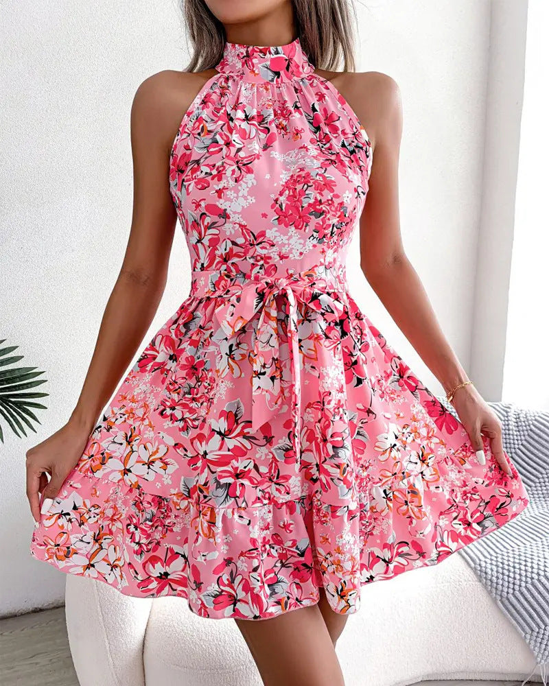 Women Halter Neck Beach Casual Dress