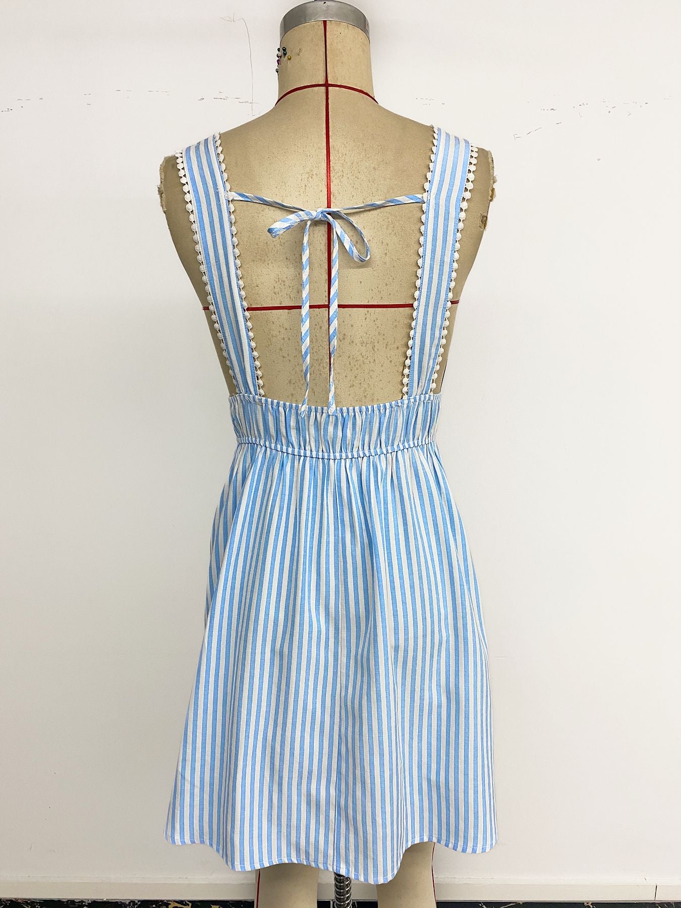 Women's Shoulder Strap Sleeveless Striped Dress