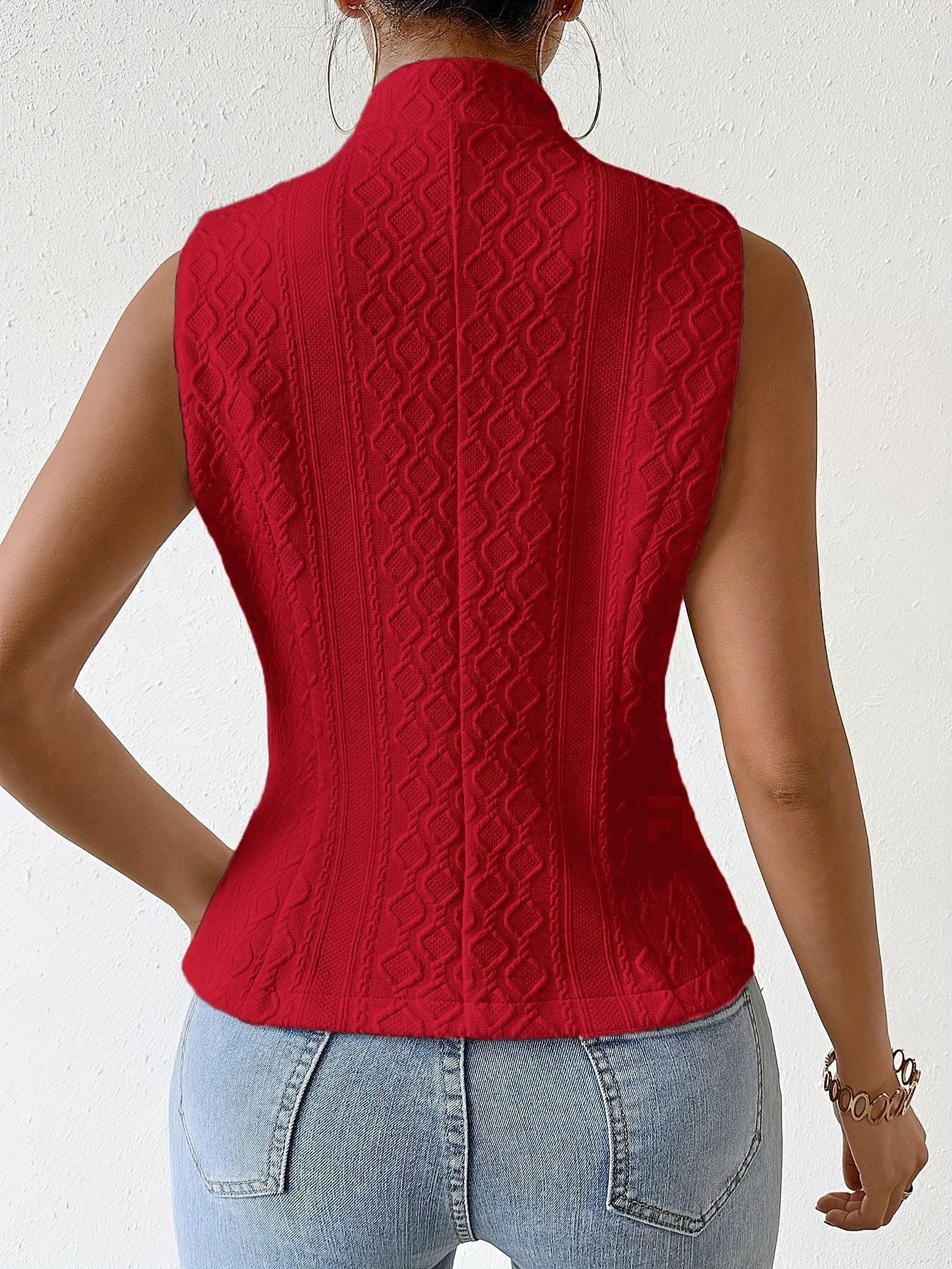 V-Neck Button Sleeveless Vest Vest Jacket Top Women
