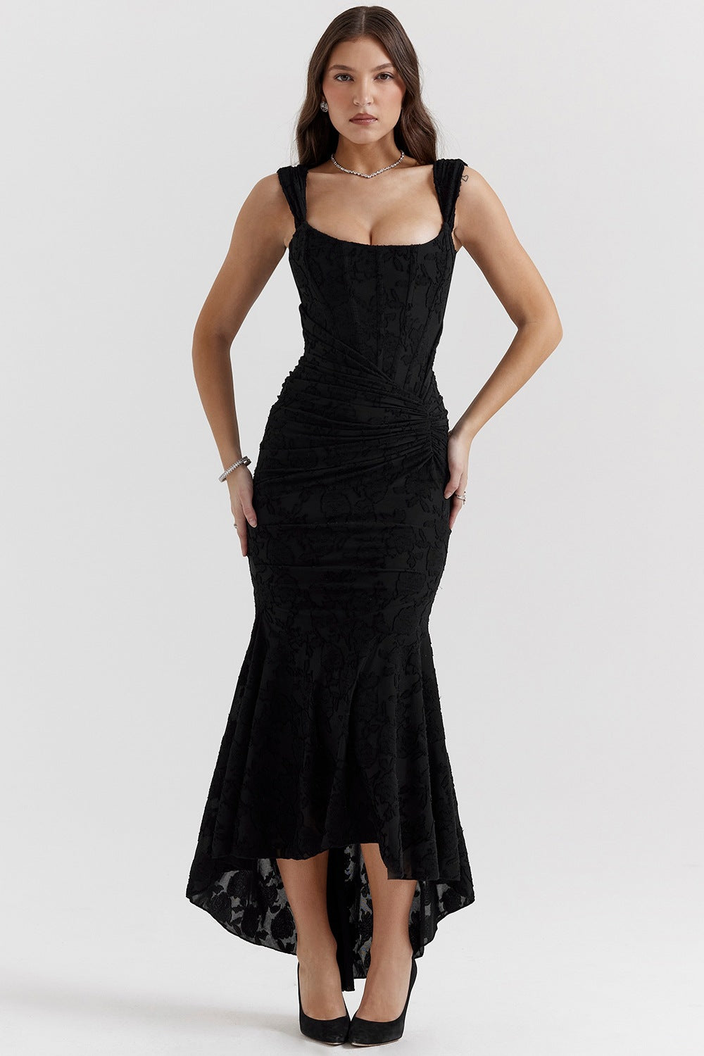 Off-Shoulder Tubular Bodycon Dress Fishtail Woman