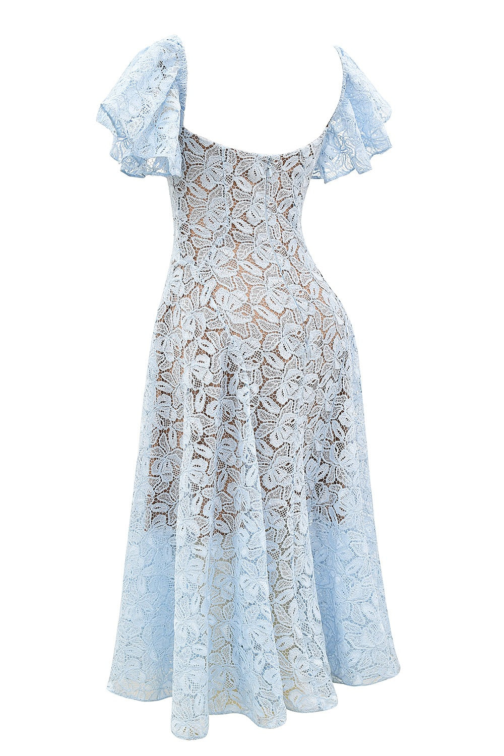 Women Lace High Waist Skinny V-Neck Sexy Short Sleeve Long Dress