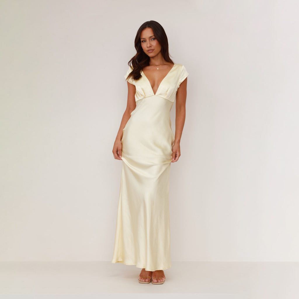 Women Sexy Deep V Slim Back Dress
