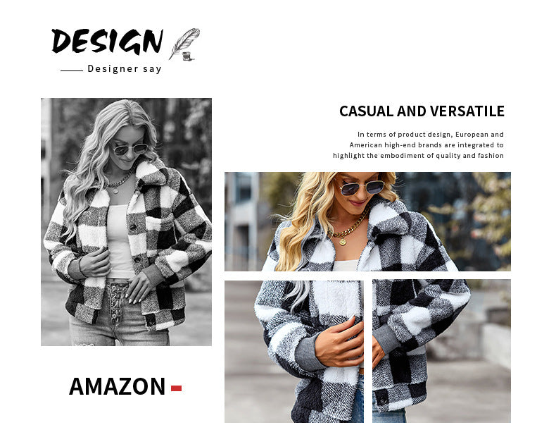 Womens Casual Plaid Shackets Brushed Flannel Button Down Pocketed Shirt Jacket Coats