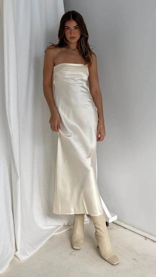 Women's Tube Satin Backless Strapless Dress with Print