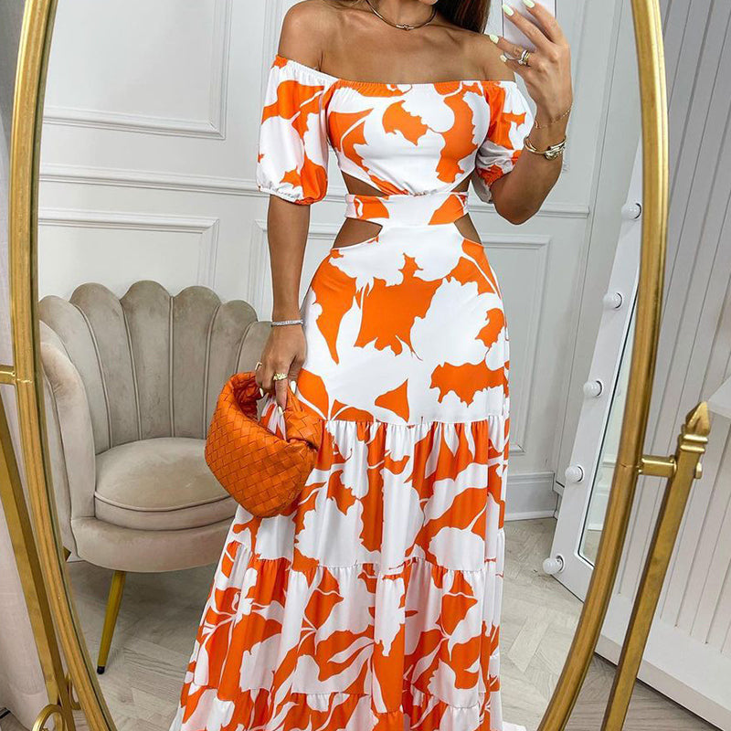 Women Sexy Off Shoulder Print Dress