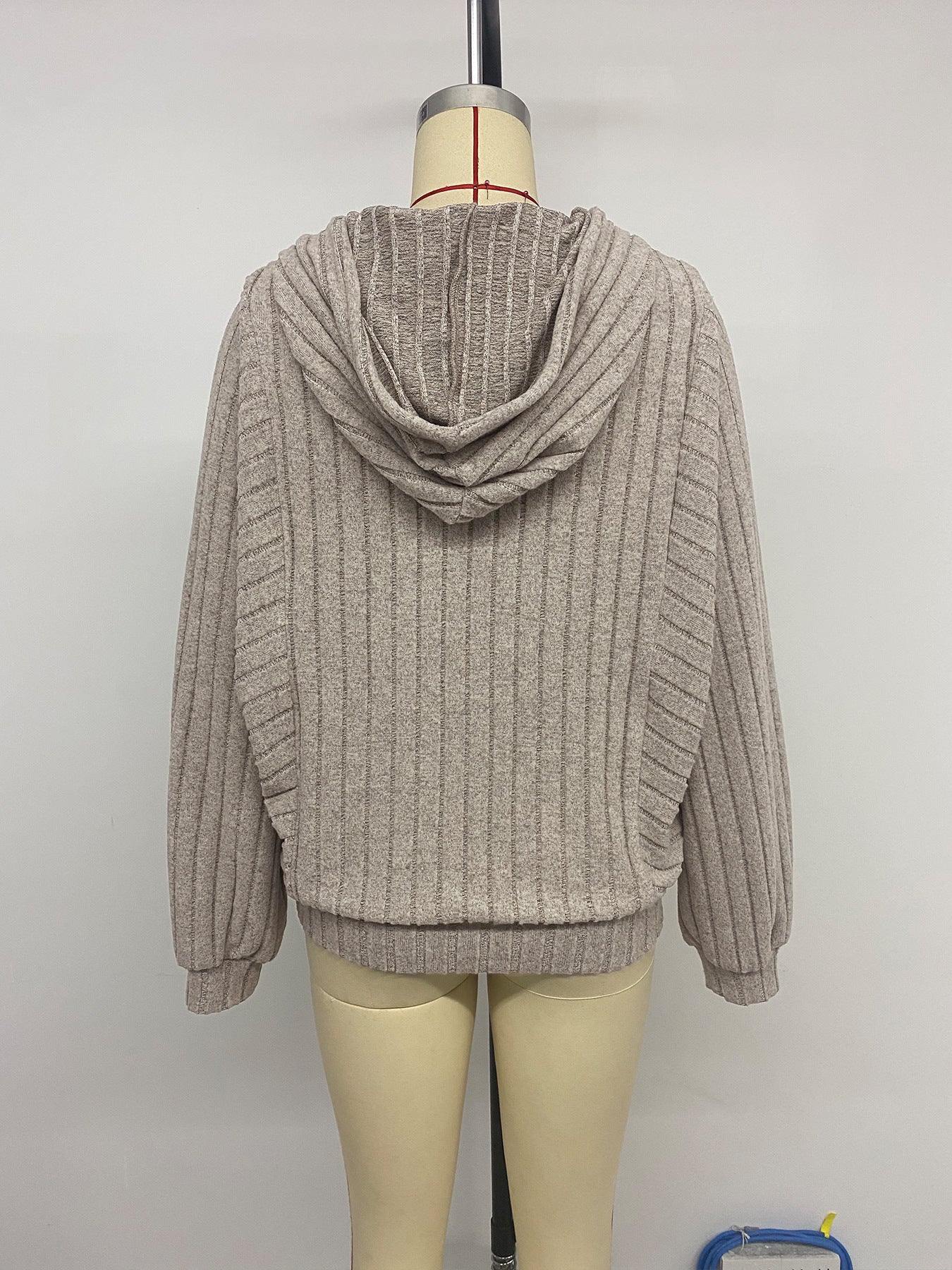 Women Casual Hooded Solid Color Knitted Sweater