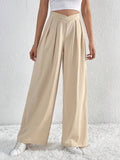 Women Pleated Casual Wide Leg Pants Loose