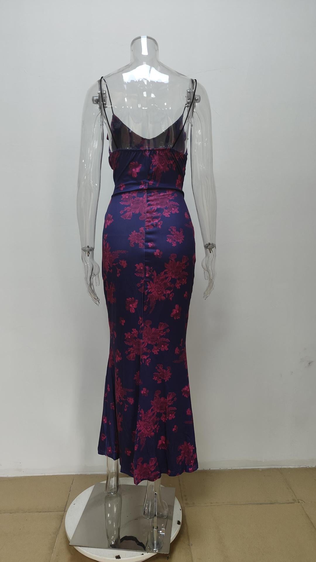 Slim Low Neck Print Bodycon Dress