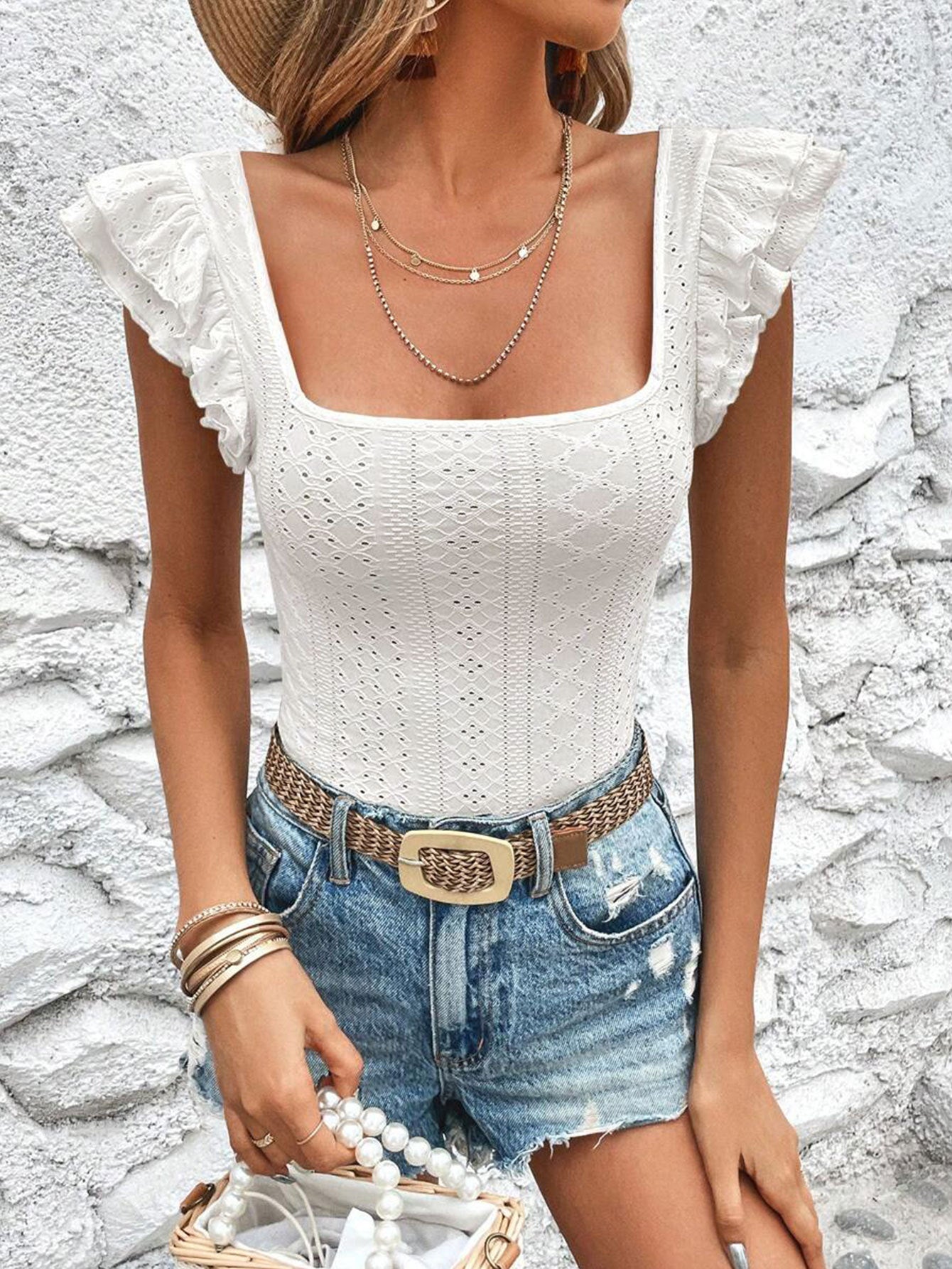 Women's Collar Ruffle Slim T-shirt