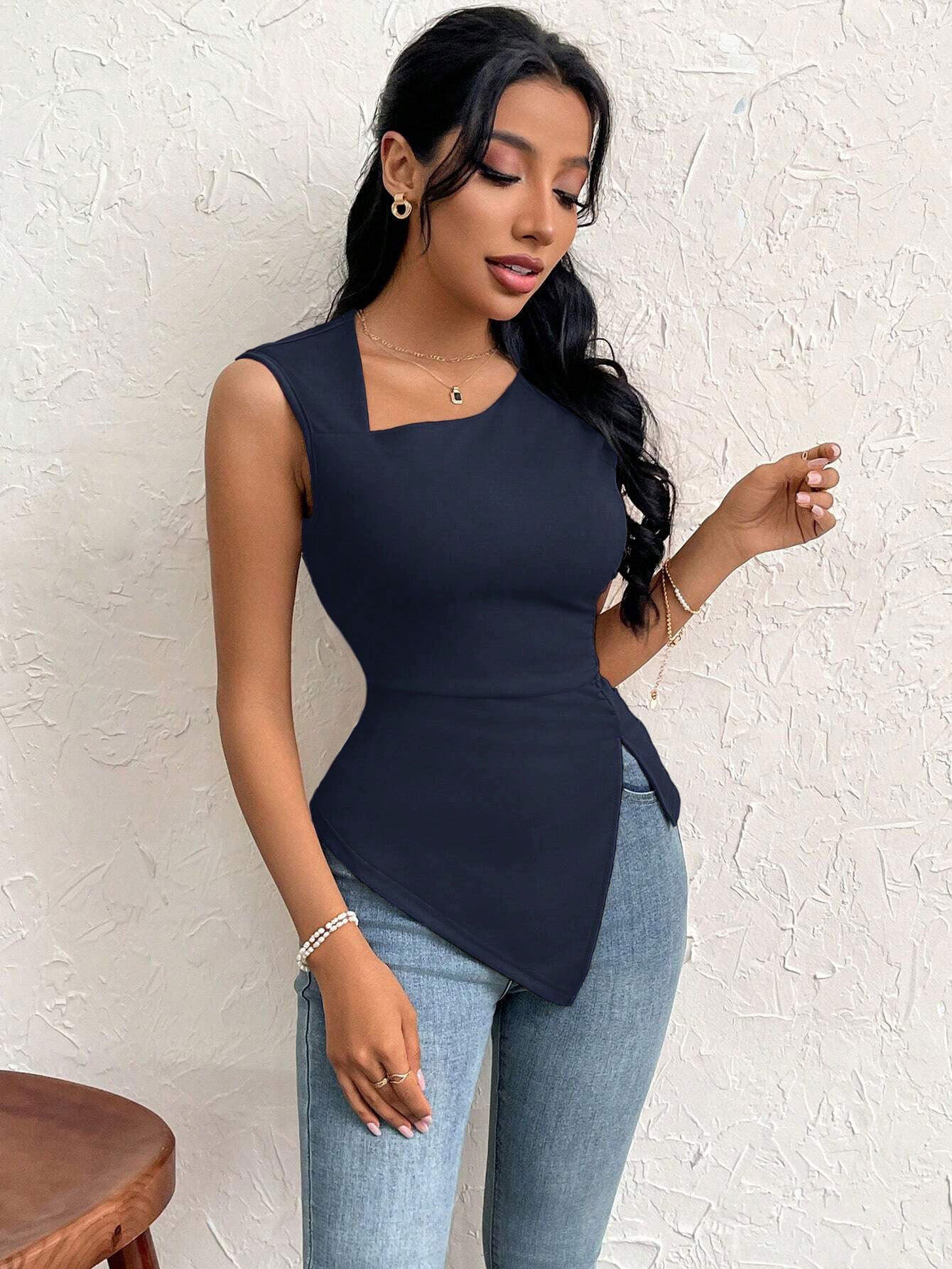 Women's T-shirt Summer Slim Short Solid Color Top