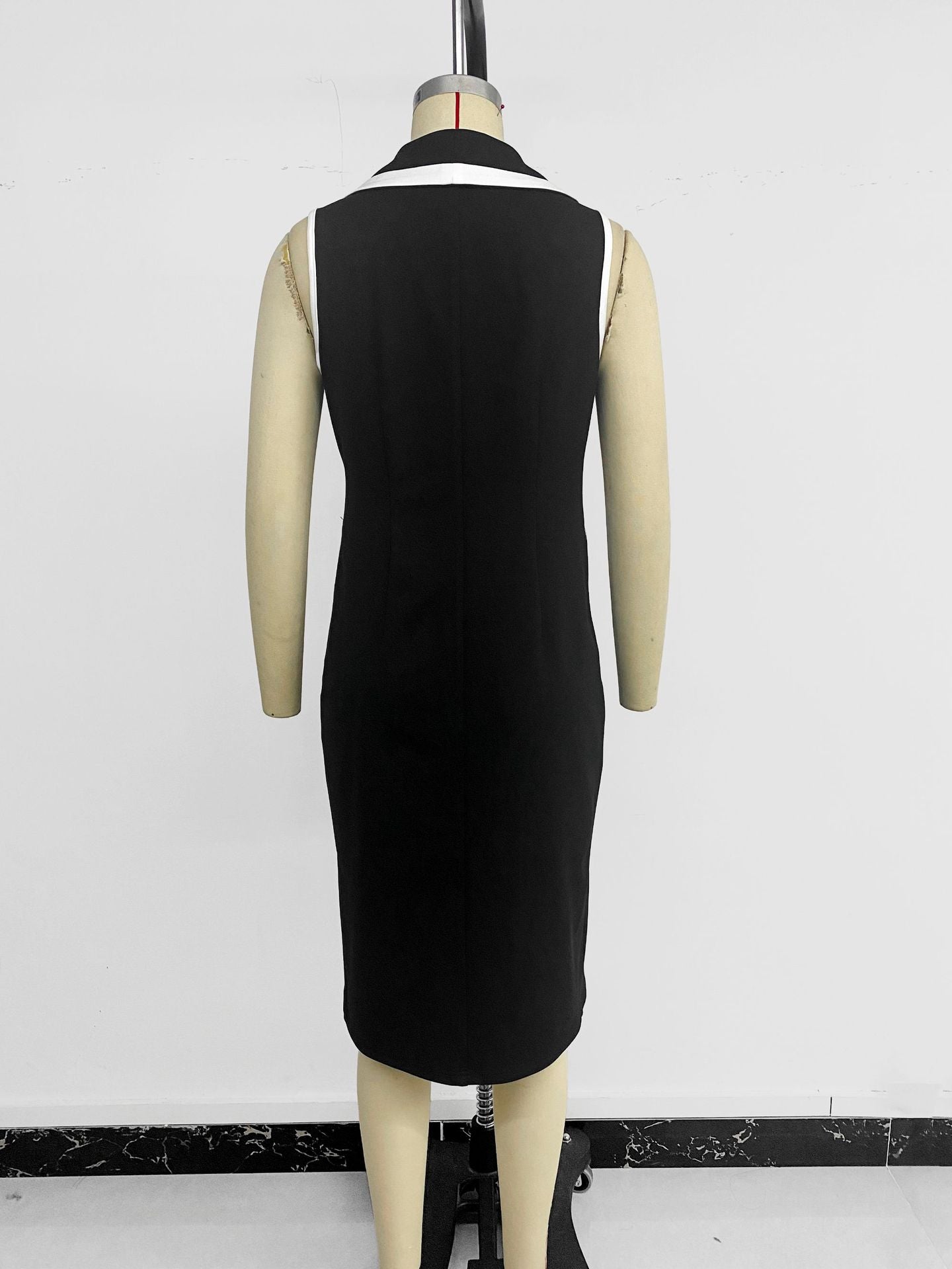 Women's Button Slim Fit Lapel Sleeveless Dress