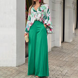 Casual Bat Sleeve Contrasting Color Printing Fashion Suit