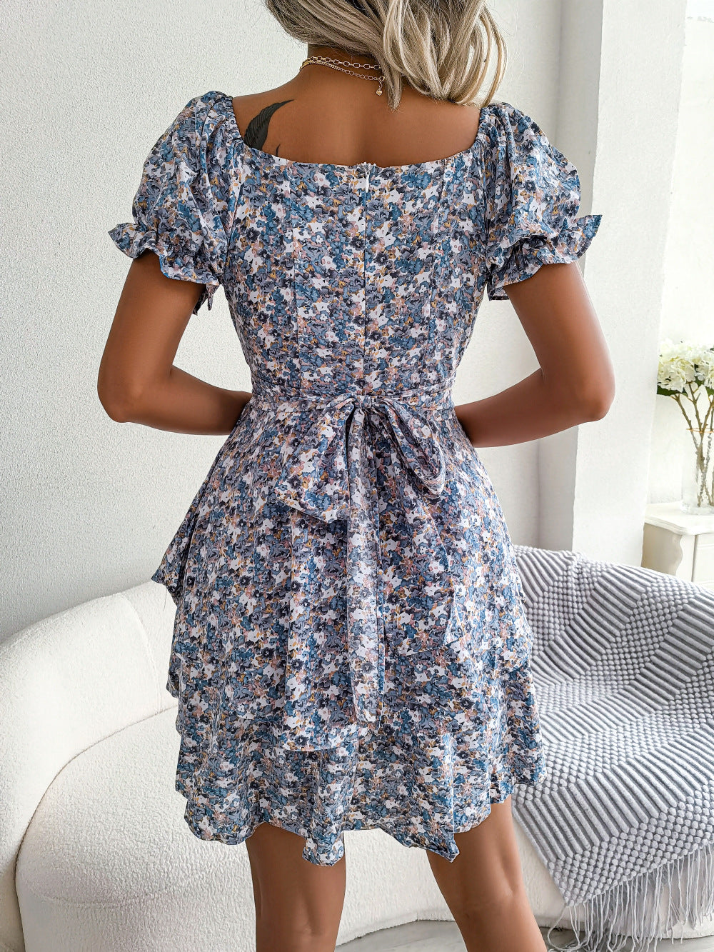 Women's Floral Lace-up Dress