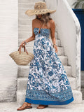 Women Tube Sleeveless Print Long Dress