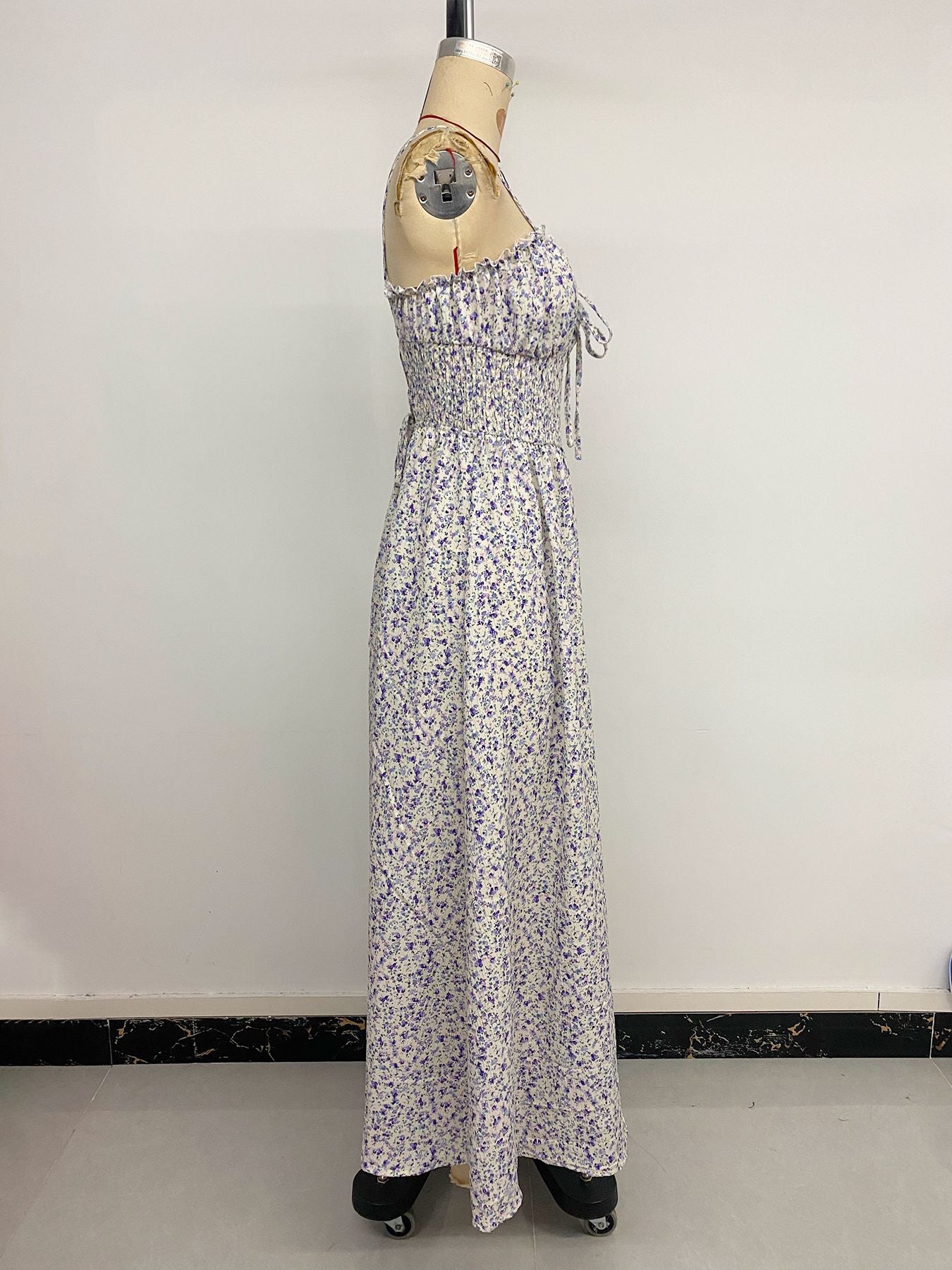 Holiday Backless Waist Floral Dress