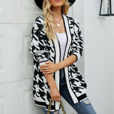 Women's Geometric Open Front Long Sleeve Cardigan Outerwear