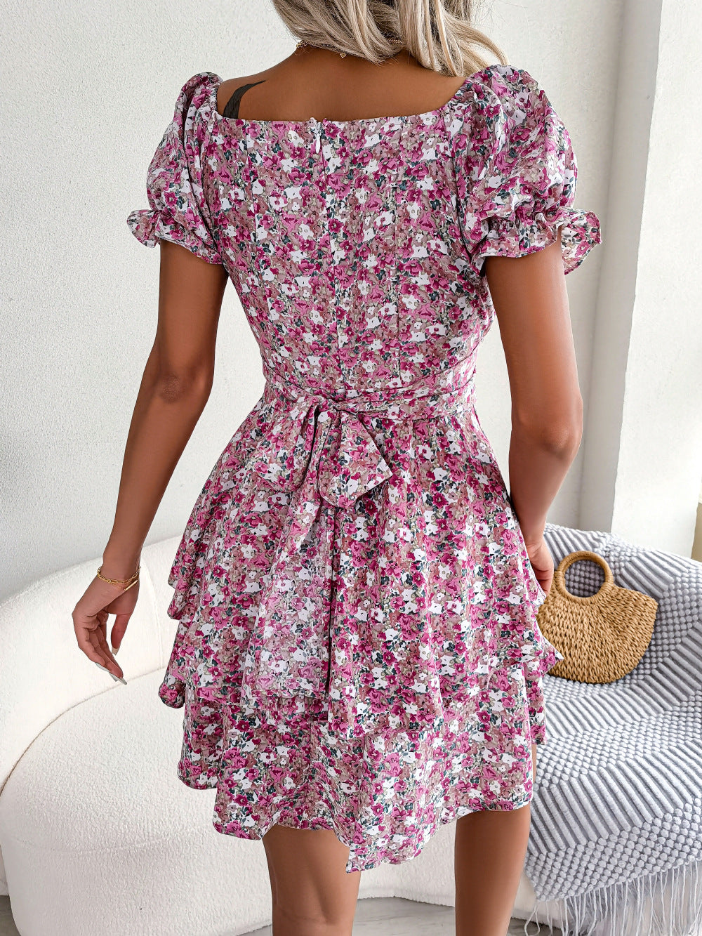Women's Floral Lace-up Dress
