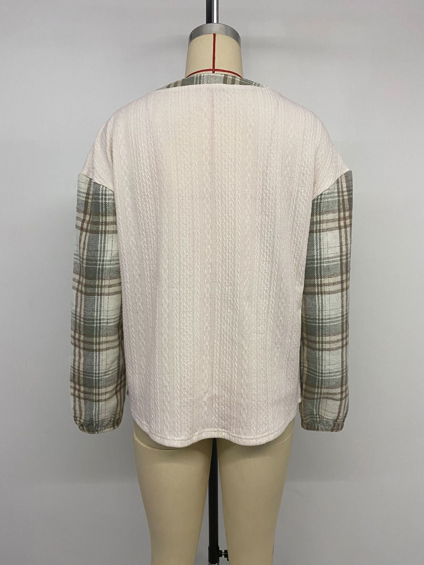 Casual Simple Retro Plaid Spliced Top
