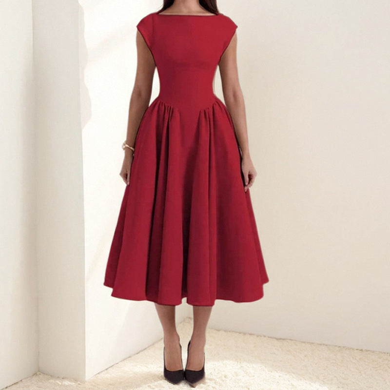 Women's Solid Color Backless Slim Dress