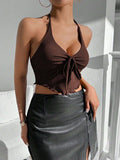 Neck vest halter back short top women