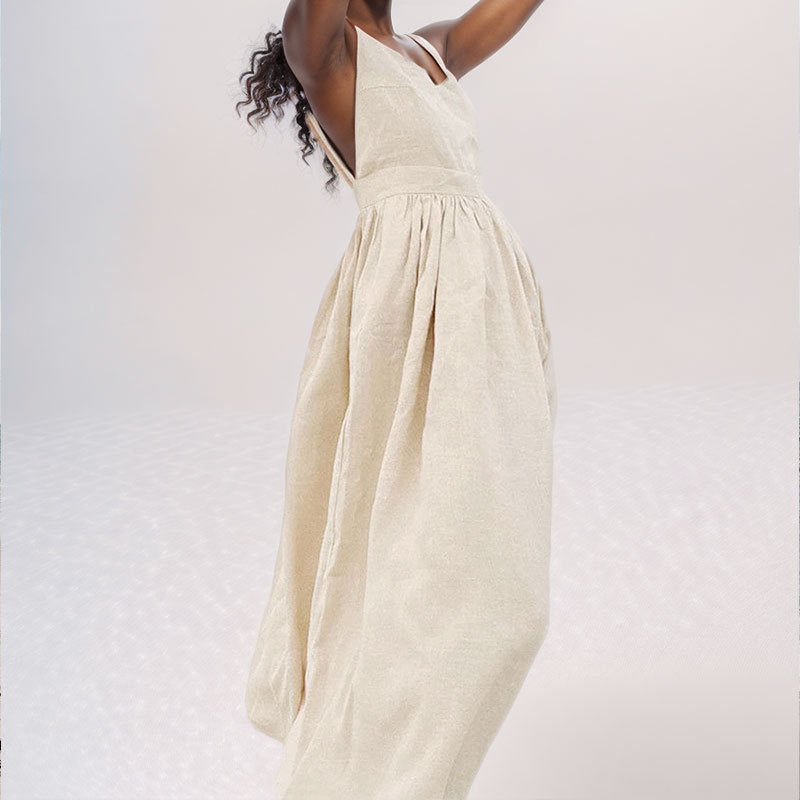 Women's Sexy Solid Color High-waisted Suspender Dress