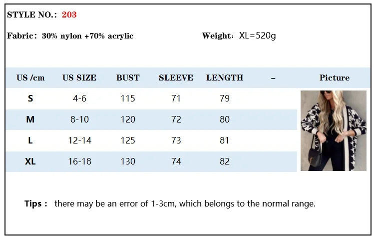 Women's Geometric Open Front Long Sleeve Cardigan Outerwear