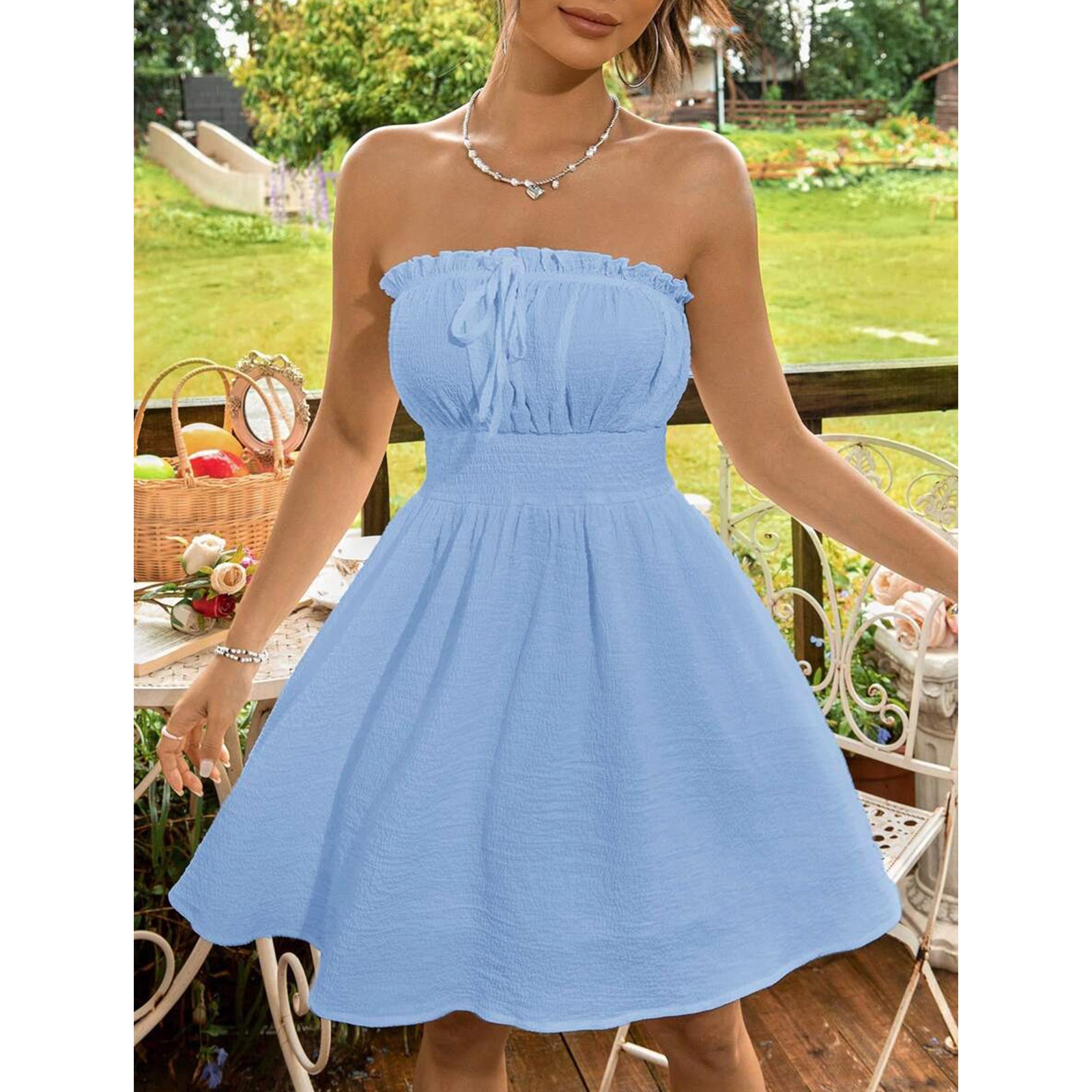 Summer Dresses for Women Strapless Tube Top Sundress