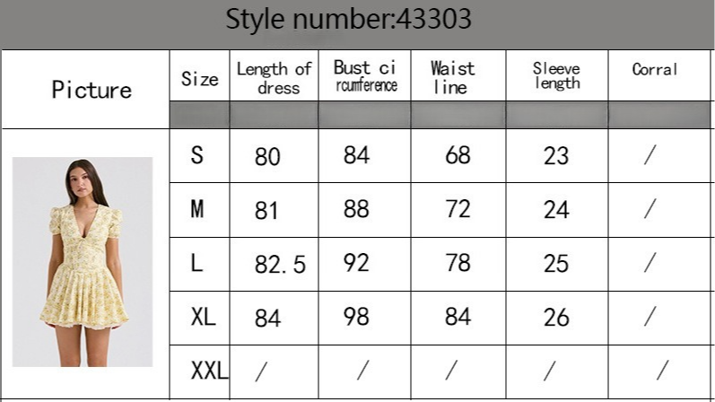 Women's Floral Bubble Sleeve Dress Summer A-line Dress