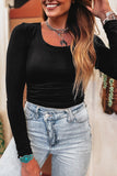 Laurel Green Solid Color Long Sleeve Fitted Top