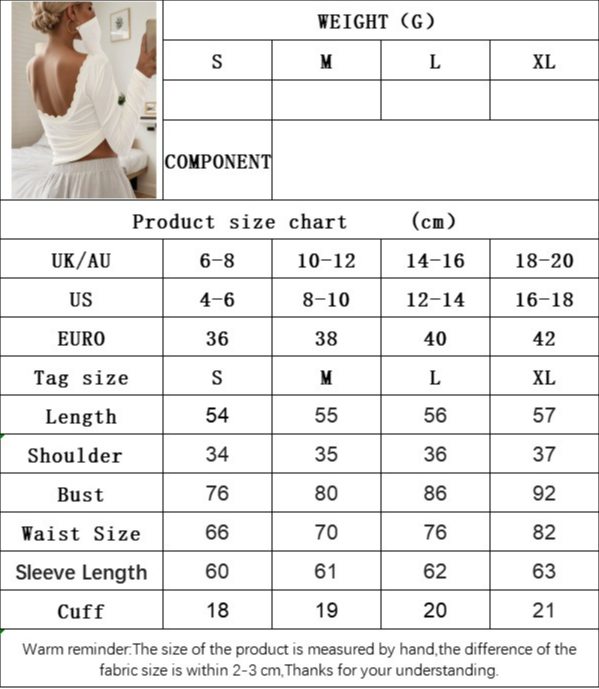Women's Lace Sexy Backless Slim-fitting Long-sleeved Top