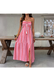 Boho Halter Neck Slit Geometric Print Dress