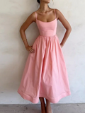 Sexy Low-cut Waist Suspender Dress Long Dress