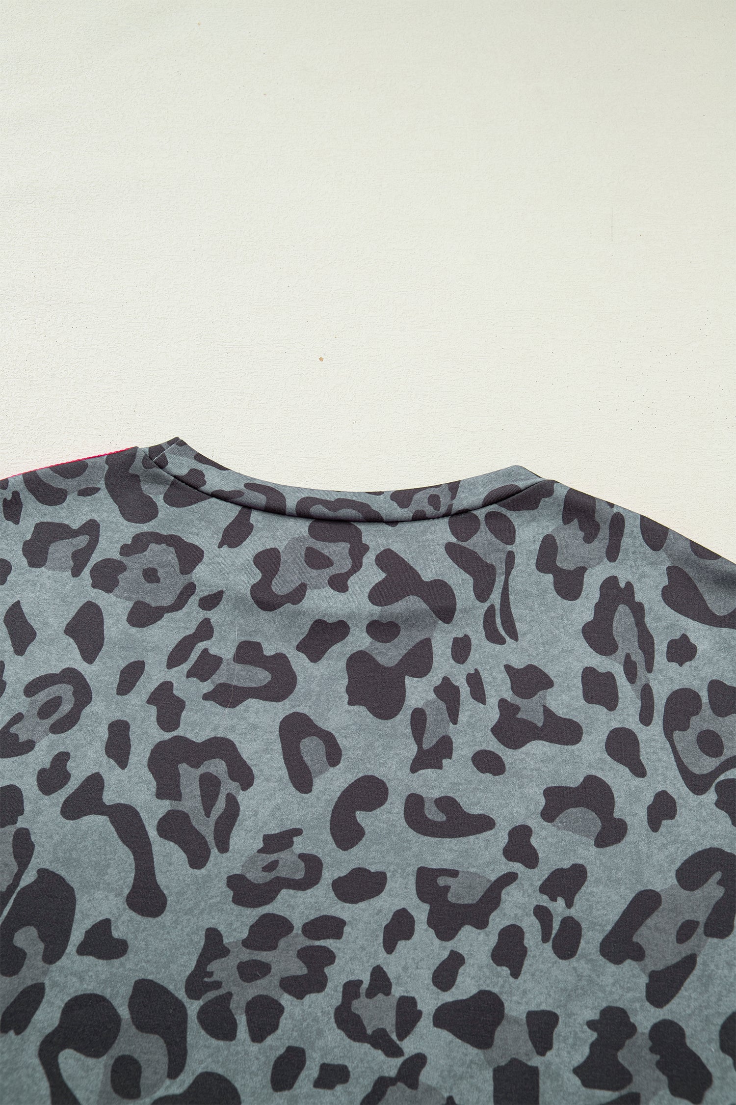 Green Leopard Print Varsity Striped Trim Long Sleeve Top